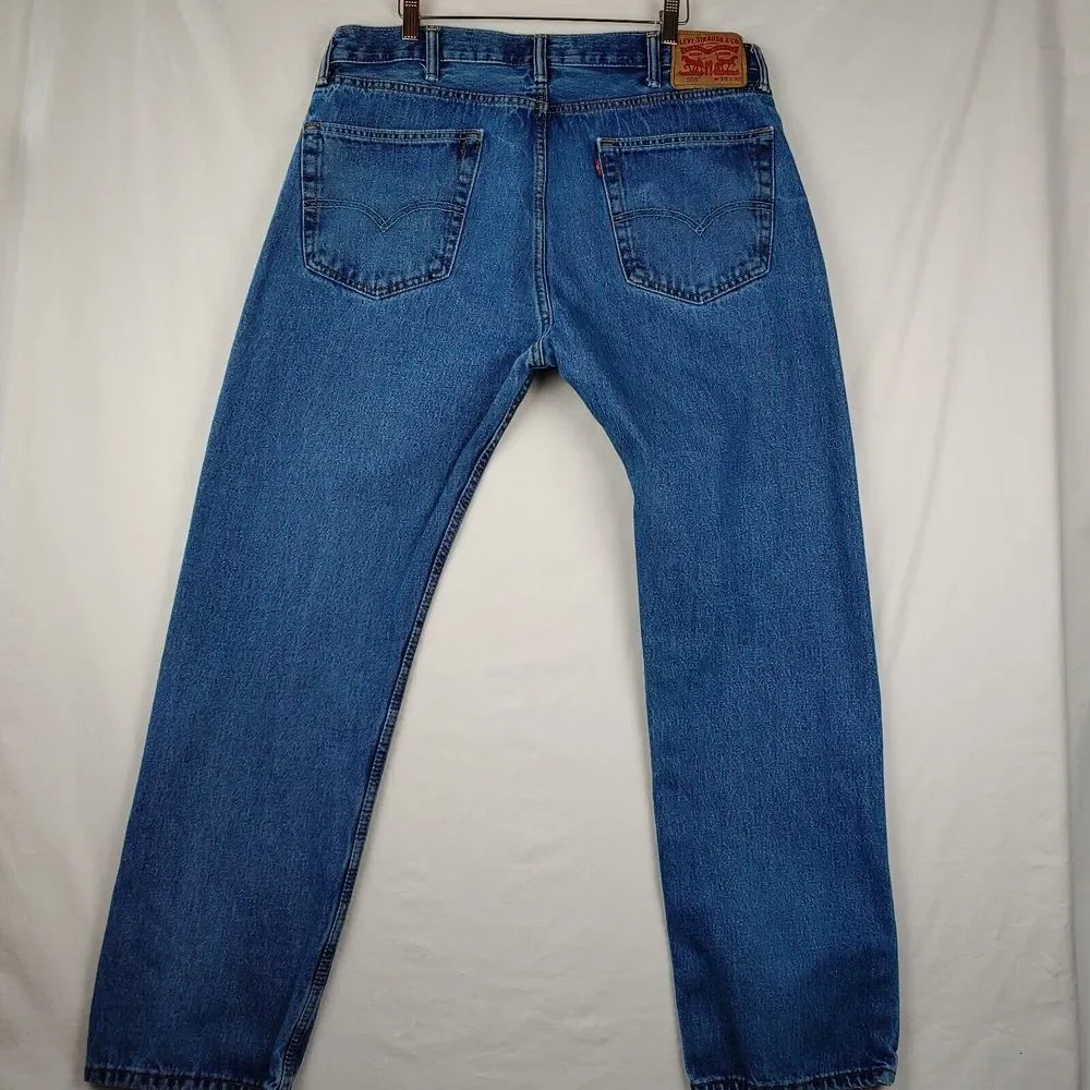Levis 505 Jeans Mens 37x30.5 (Tagged 38x32) Blue Regular‎ Fit Straight Leg Denim